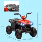 Quad Eléctrico para Niños de +3 Años con Batería 12V Faros Música Avance y Retroceso Carga 30 kg Rojo