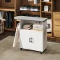 Mueble de Planchar con Ruedas Barra para Colgar Ropa Estante Abierto y Tabla de Planchar 125x43,5x102,5 cm Blanco
