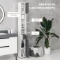 Columna de Baño con 1 Cajón 5 Estantes y 2 Puertas para Salón Dormitorio Carga 30 kg 20x20x180 cm Gris