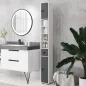 Columna de Baño con 1 Cajón 5 Estantes y 2 Puertas para Salón Dormitorio Carga 30 kg 20x20x180 cm Gris