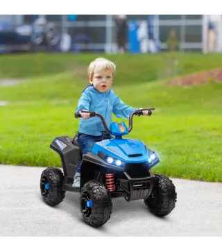 Quad Eléctrico para Niños de +3 Años con Batería 12V Faros Música Avance y Retroceso Carga 30 kg Azul