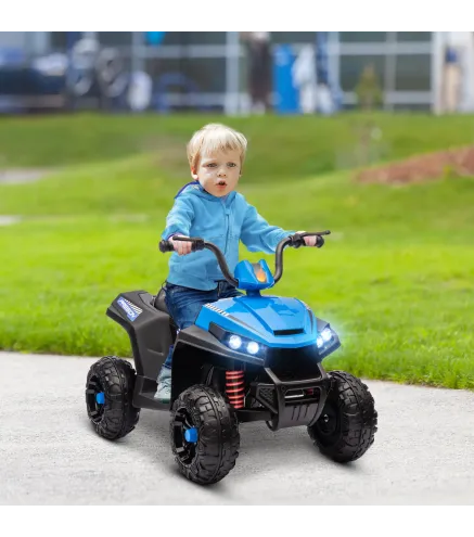 Quad Eléctrico para Niños de +3 Años con Batería 12V Faros Música Avance y Retroceso Carga 30 kg Azul
