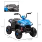 Quad Eléctrico para Niños de +3 Años con Batería 12V Faros Música Avance y Retroceso Carga 30 kg Azul