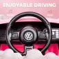 Coche Eléctrico para Niños de +3 Años Volkswagen Beetle con Batería 12V Mando a Distancia Faros Bocina y Música Rosa