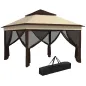 Carpa Plegable 3,26x3,26x2,72m con Doble Techo Altura Ajustable Mosquiteras Protección UV30+ y Bolsa de Transporte Beige