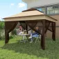 Carpa Plegable 3,26x3,26x2,72m con Doble Techo Altura Ajustable Mosquiteras Protección UV30+ y Bolsa de Transporte Beige