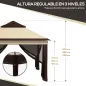 Carpa Plegable 3,26x3,26x2,72m con Doble Techo Altura Ajustable Mosquiteras Protección UV30+ y Bolsa de Transporte Beige
