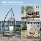 Soporte para Silla Colgante con Estructura de Acero Base Estable y Portavaso para Patio Jardín Balcón Negro