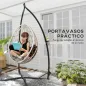 Soporte para Silla Colgante con Estructura de Acero Base Estable y Portavaso para Patio Jardín Balcón Negro