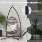 Soporte para Silla Colgante con Estructura de Acero Base Estable y Portavaso para Patio Jardín Balcón Negro