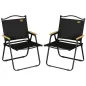 Set 2 Sillas de Jardín Plegables con Reposabrazos Sillas para Camping y Playa en Tela Oxford y Acero 54x59x78 cm Negro