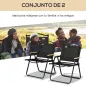 Set 2 Sillas de Jardín Plegables con Reposabrazos Sillas para Camping y Playa en Tela Oxford y Acero 54x59x78 cm Negro