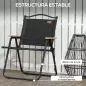 Set 2 Sillas de Jardín Plegables con Reposabrazos Sillas para Camping y Playa en Tela Oxford y Acero 54x59x78 cm Negro