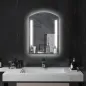 Espejo de Baño con Luces LED 70x50 cm Interruptor Táctil Iluminación Regulable y Estante de Vidrio Plata