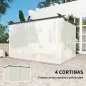 Pérgola con Techo Retráctil 4x3 m Cenador con Paredes Laterales Anti-UV Resistente al Agua para Jardín Patio Crema
