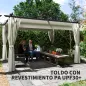 Pérgola con Techo Retráctil 4x3 m Cenador con Paredes Laterales Anti-UV Resistente al Agua para Jardín Patio Crema