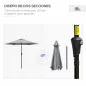 Sombrilla de Jardín Ø230x216 cm con Apertura Manual Ángulo Ajustable e Impermeable para Terraza Piscina Gris