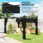 Pérgola con Techo Retráctil 4x3 m Cenador con Paredes Laterales Anti-UV Resistente al Agua para Jardín Patio Gris Oscuro