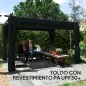 Pérgola con Techo Retráctil 4x3 m Cenador con Paredes Laterales Anti-UV Resistente al Agua para Jardín Patio Gris Oscuro