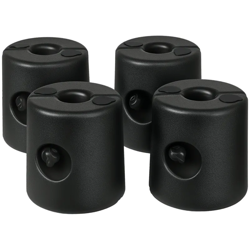 Pack de 4 Pesos para Carpas Plegables Soportes Rellenables con 8,7 kg de Agua o 12 kg de Arena Ø21,5/24x25,5 cm Negro