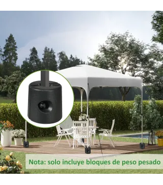 Pack de 4 Pesos para Carpas Plegables Soportes Rellenables con 8,7 kg de Agua o 12 kg de Arena Ø21,5/24x25,5 cm Negro