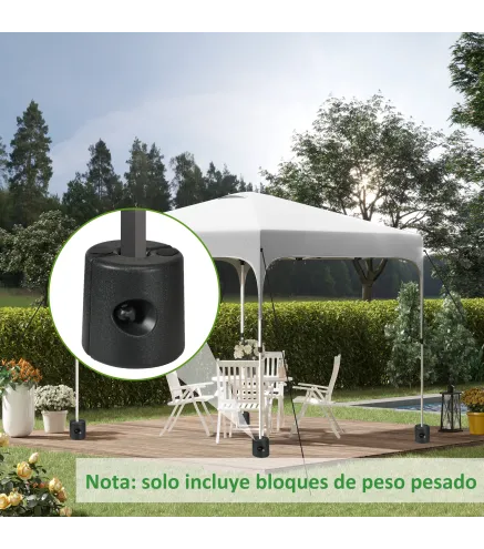 Pack de 4 Pesos para Carpas Plegables Soportes Rellenables con 8,7 kg de Agua o 12 kg de Arena Ø21,5/24x25,5 cm Negro