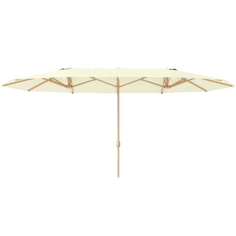 Sombrilla Doble 4,6x2,7 m Sombrilla Grande con Manivela Manual Resistente al Agua y Protección Solar Beige