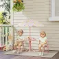 Conjunto Infantil de Jardín Plegable con 2 Sillas Mesa y Sombrilla Ajustable para Niños de 2 a 5 Años Rosa