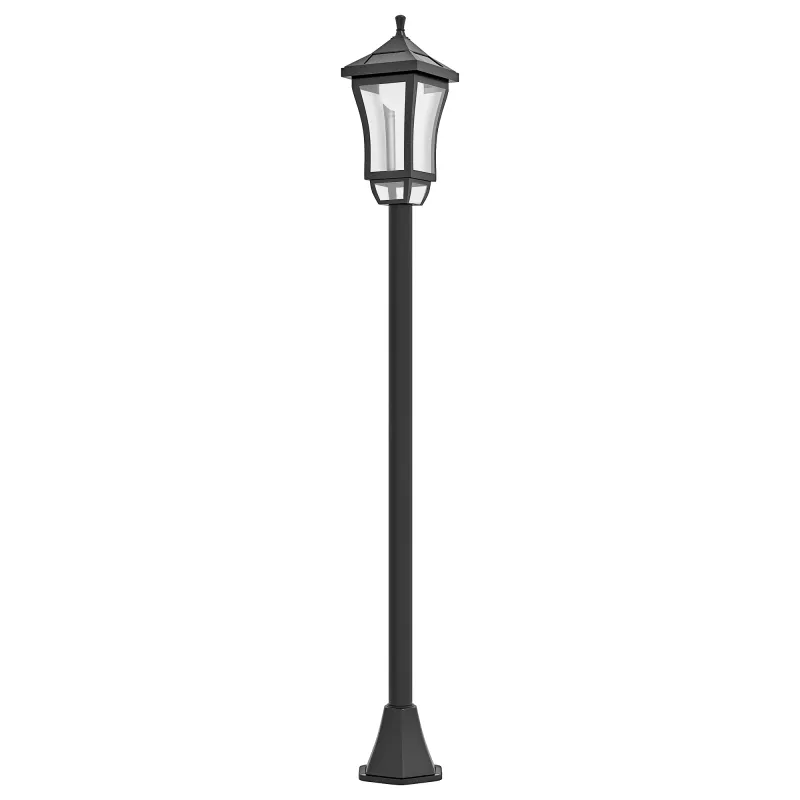 Farol Solar de Jardín con 6h de Autonomía y Anclaje de Suelo Farol de Exterior en ABS y Policarbonato Ø15x127 cm Negro