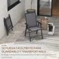 Conjunto de 2 Sillas de Camping Plegables con Reposabrazos para Jardín Terraza Carga 110 kg 58x64x94 cm Gris Oscuro