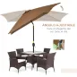 Sombrilla de Aluminio 198x294x255 Parasol Rectangular de Jardín Inclinable con Manivela y Poste Desmontable Café