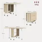Mesa de Cocina Plegable con Ruedas Alas Abatibles y Estante Mesa Plegable para Salón 130x80x74 cm Madera Natural