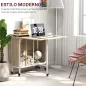 Mesa de Cocina Plegable con Ruedas Alas Abatibles y Estante Mesa Plegable para Salón 130x80x74 cm Madera Natural