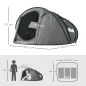 Tienda de Camping Pop-up con Ventanas Bolsillos y Bolsa de Transporte Impermeable Anti-UV 263,5x220x123 cm Verde y Gris