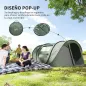 Tienda de Camping Pop-up con Ventanas Bolsillos y Bolsa de Transporte Impermeable Anti-UV 263,5x220x123 cm Verde y Gris