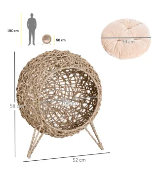 Casa de gato de ratán