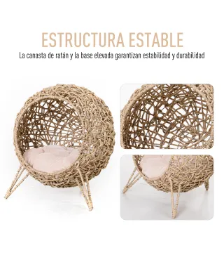 Casa de gato de ratán