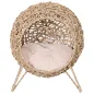 Cama Cueva de Ratán para Gatos o Mascotas Pequeña con Base Trípode Cojín de Felpa y Algodón Suave Diseño Elevado Estable