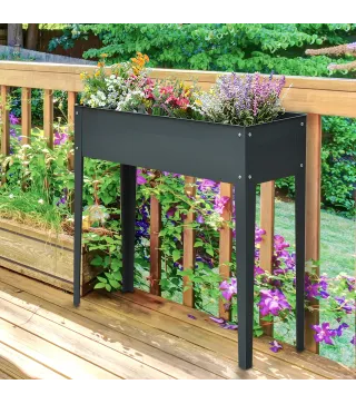 Huerto Urbano Elevado en Jardín Terraza Jardinera Elevada Rectangular Mesa de Cultivo para Plantas Verduras y Flores con 3 Orifi