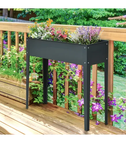 Huerto Urbano Elevado en Jardín Terraza Jardinera Elevada Rectangular Mesa de Cultivo para Plantas Verduras y Flores con 3 Orifi