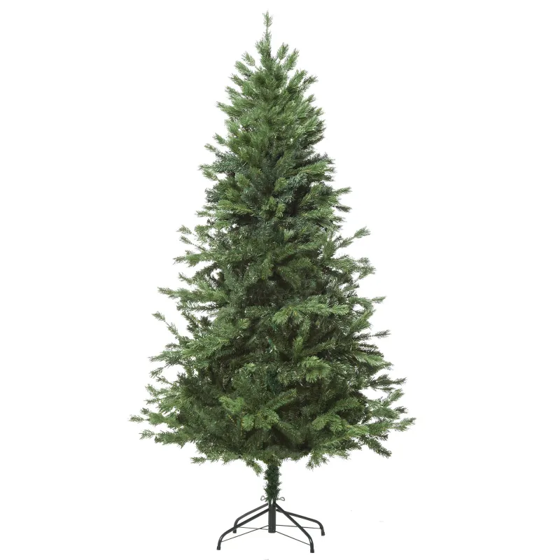 Árbol de Navidad Ø90x180 cm Artificial con 696 Ramas PE Tridente y PVC Individual y Base Plegable Árbol Navideño Decorat