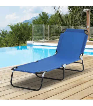 Tumbona Plegable Reclinable con Ángulo Ajustable de 5 Posiciones para Jardín Exterior Piscina Terraza Camping Carga 120 kg 188x5