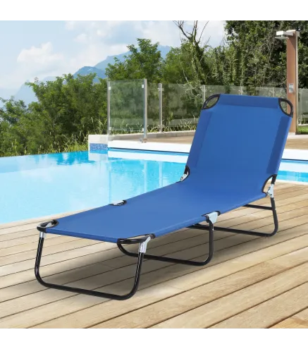 Tumbona Plegable Reclinable con Ángulo Ajustable de 5 Posiciones para Jardín Exterior Piscina Terraza Camping Carga 120 kg 188x5