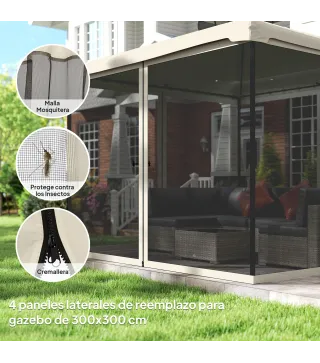 4 Paneles Laterales de Mosquitera para Carpa