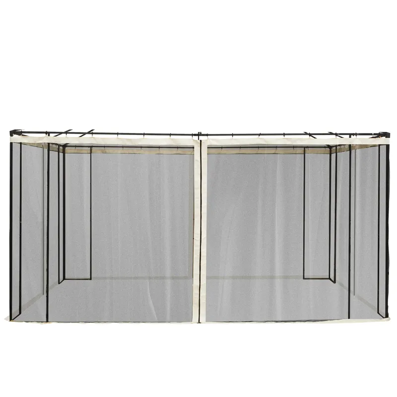 4 Paneles Laterales 3,5x2 m para Carpa de Jardín Tela Mosquitera para Cenador Gazebo con Cremalleras y Anillas Negro