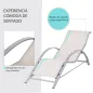 Set de 2 Tumbonas Jardín Exterior con Mesa Auxiliar de Vidrio Templado Tumbonas con Respaldo Reposabrazos para Patio Piscina Ter