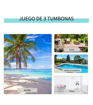 Juego de 2 Tumbonas y Mesa de Jardín