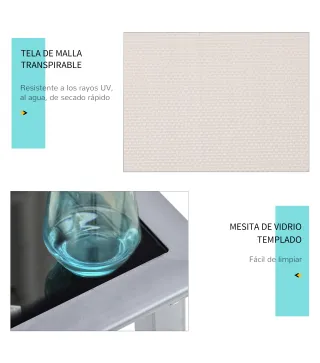 Juego de 2 Tumbonas y Mesa de Jardín