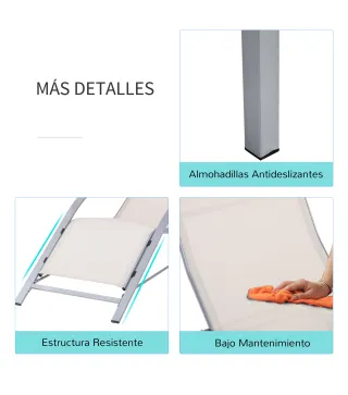 Juego de 2 Tumbonas y Mesa de Jardín