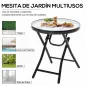 Mesa de Vidrio Redonda Plegable Mesa de Jardín con Hebilla de Seguridad Borde Cubierto de Metal Patio Interior y Exterior Ø45x50